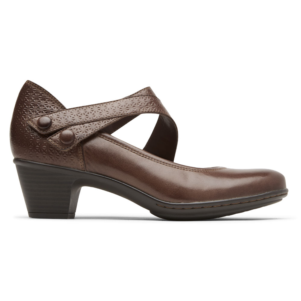 Rockport Womens Wedges Brown - Cobb Hill Kailyn Asymmetrical Mary Jane - UK 693-GOSJDM